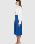 A Form Below the Knee Blue Skirt