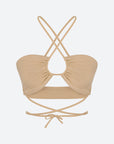 Nude Thin - strap Lace - up Top | Porterist