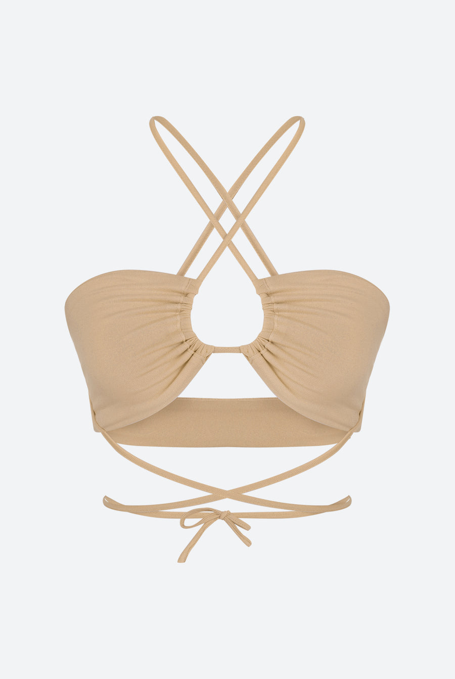 Nude Thin - strap Lace - up Top | Porterist