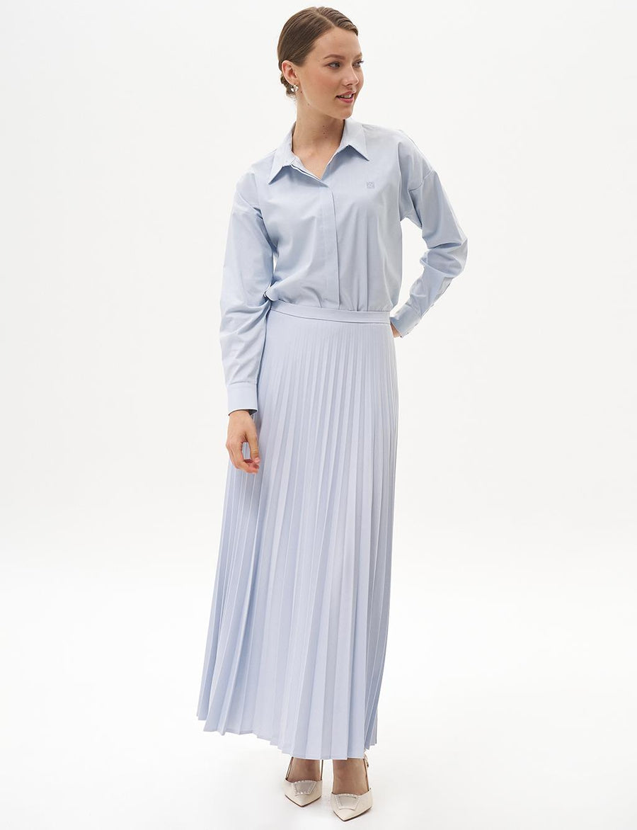 Basic Pleated Skirt Blue