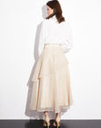 Asymmetric Layered Organza Skirt Cream