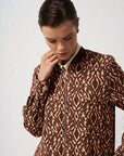 Abstract Pattern College Collar Jacket Mushroom