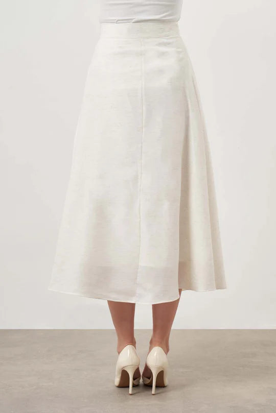 Mizalle Midi Skirt Ecru Apparel Ecru