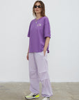 Purple Oversized T-shirt With Print On The Back | Porterist