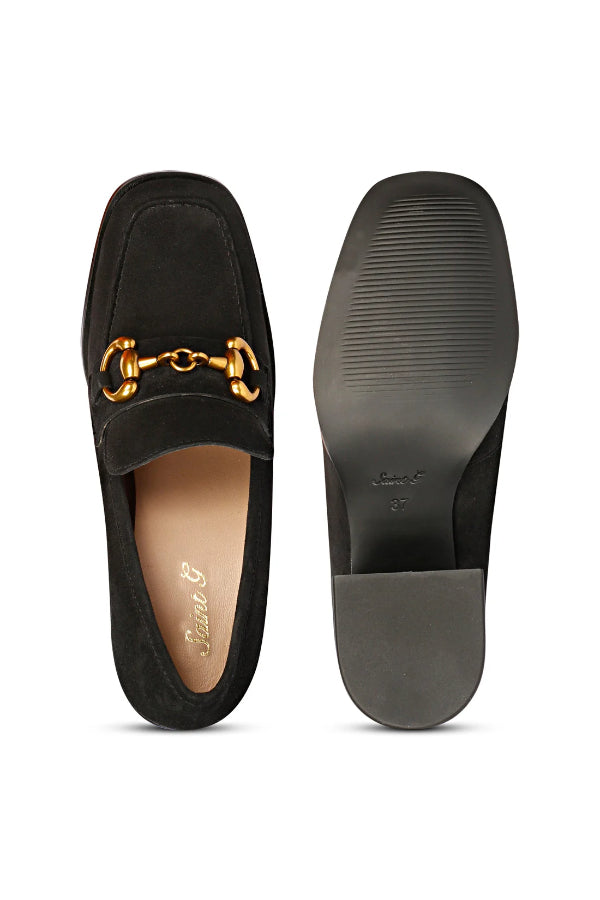 Saint G Vera Suede - Heeled Loafers - Black