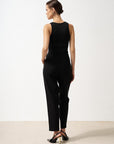 Elastic Waist Carrot Trousers Black