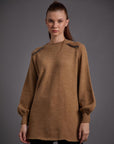 Knitwear Tunic with Chain Detail on the Shoulder Milk Brown