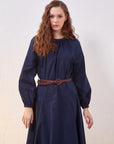 Balloon Sleeve Maxi Dress Dark Navy Blue