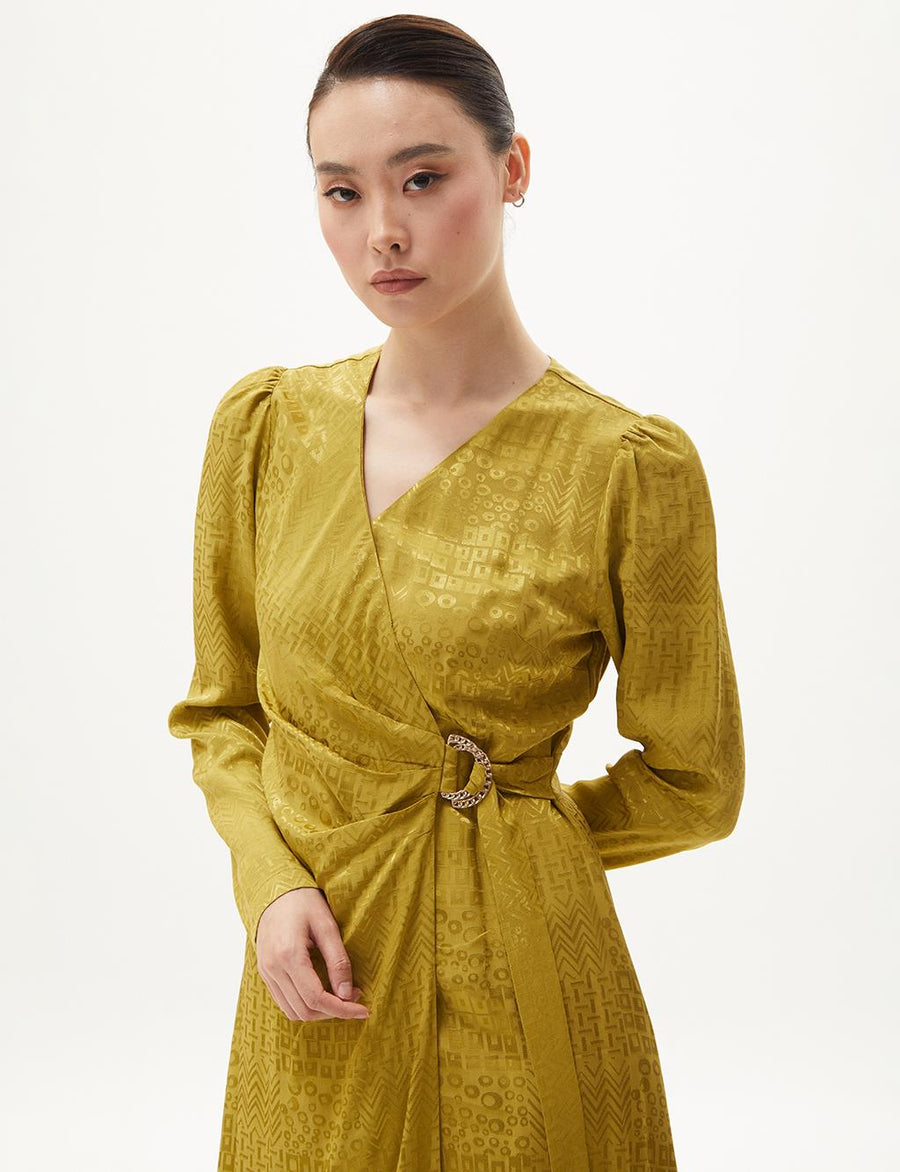 Metal Buckle Detailed Stylish Khaki Dress Fınal Item - Porterist 4