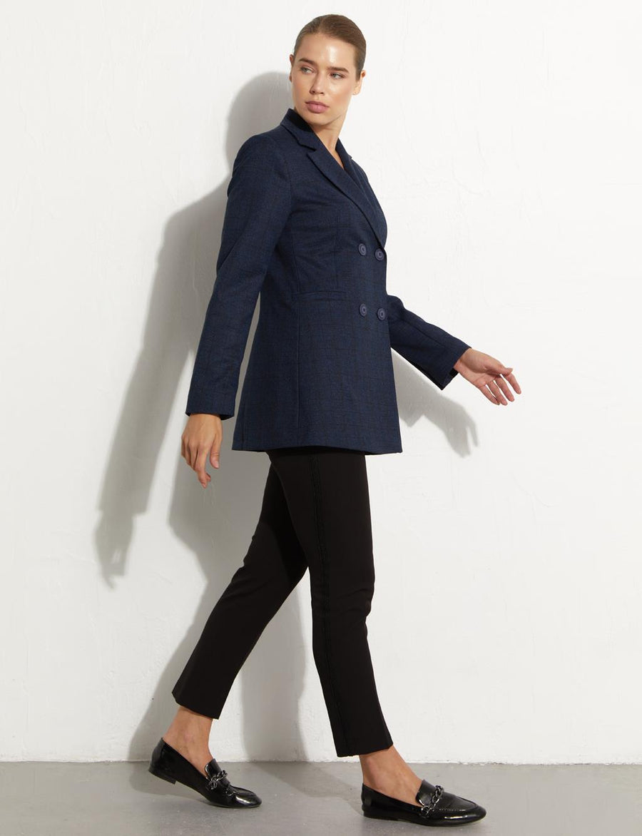 Fuzzy Blazer Jacket Navy Blue