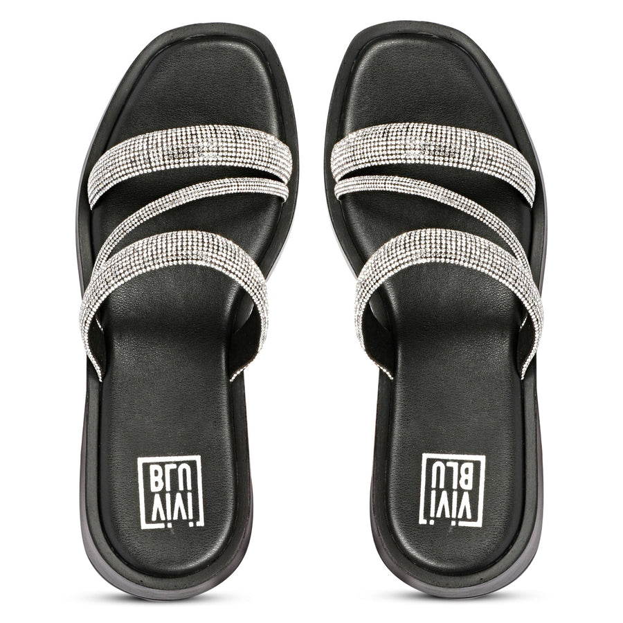 Vivi Blu Ren Flats Footwear Black Silver 