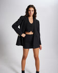 Striped Blazer Jacket Black  - Porterist 1