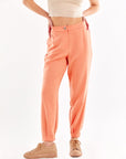 Gray Patterned Jogger Trousers Peach