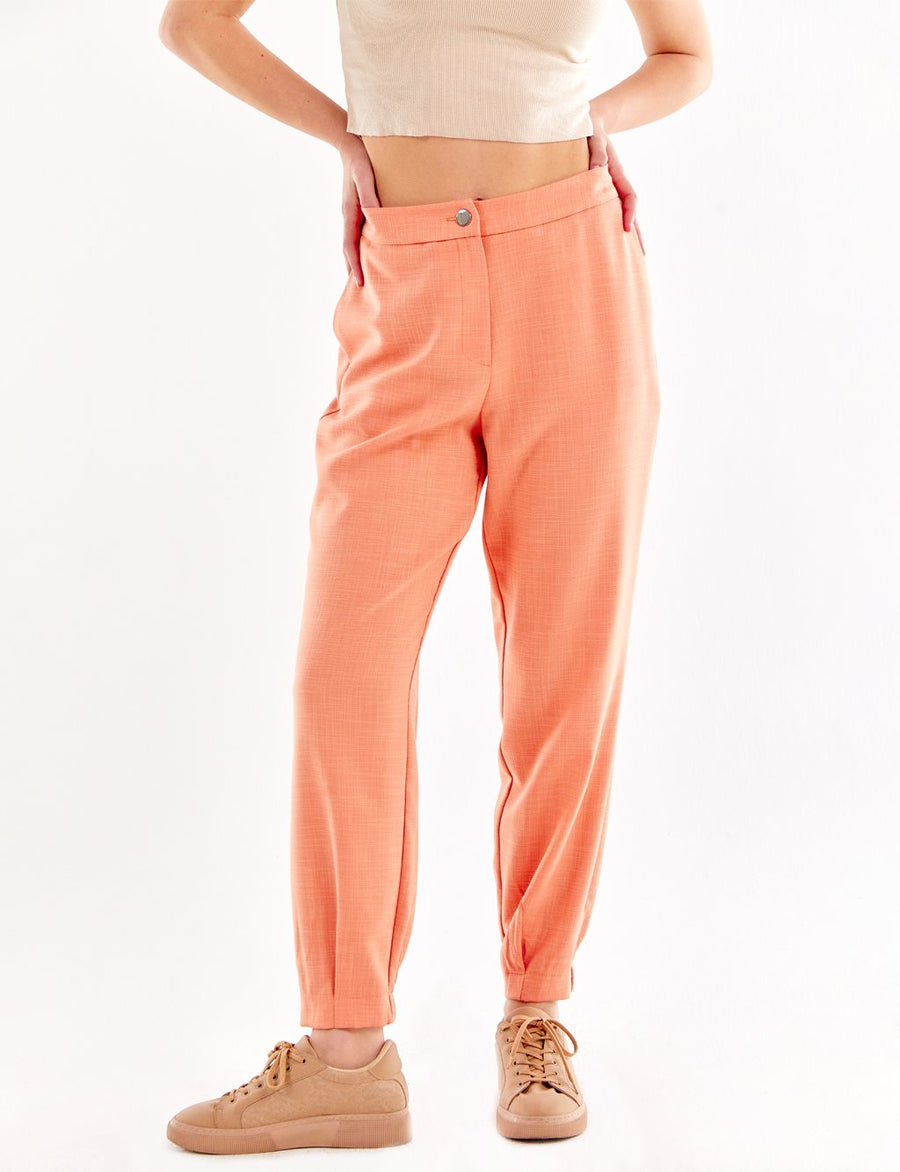 Gray Patterned Jogger Trousers Peach