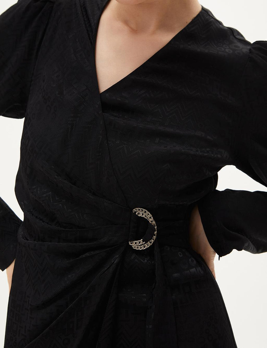 Metal Buckle Detailed Stylish Black Dress Fınal Item - Porterist 7