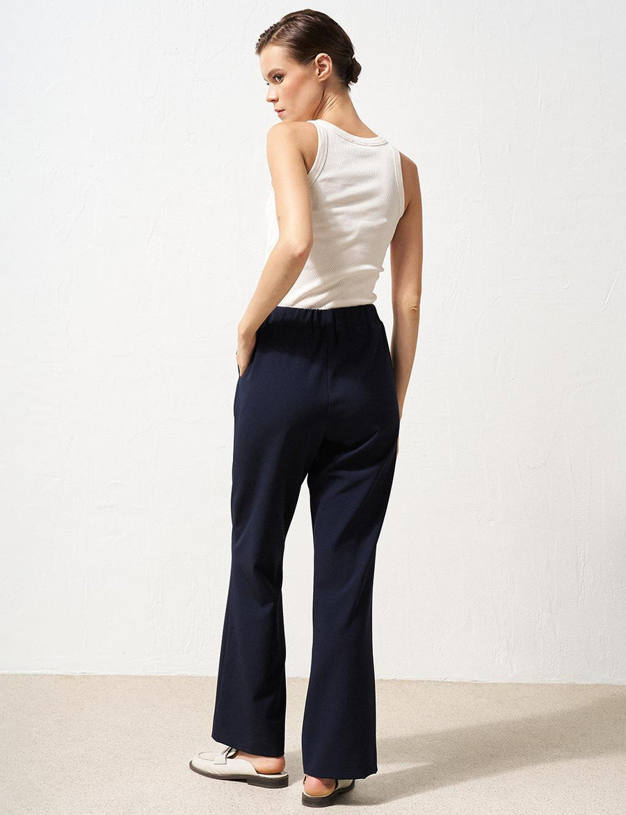 Basic Pants with Elastic Waist Navy