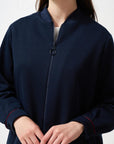 Textured College Collar Jacket Dark Navy