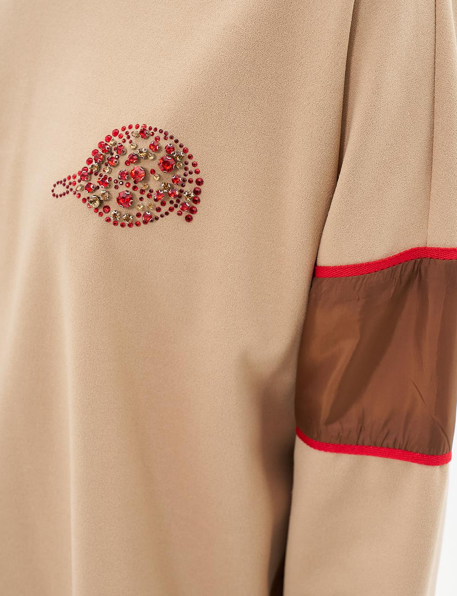 Garnished Gathering Detail Sweatshirt Milk Brown