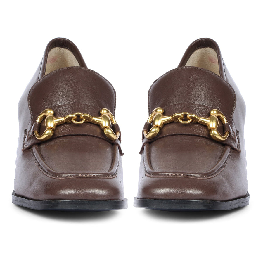Saint G Isha Heeled Loafers Coffee 