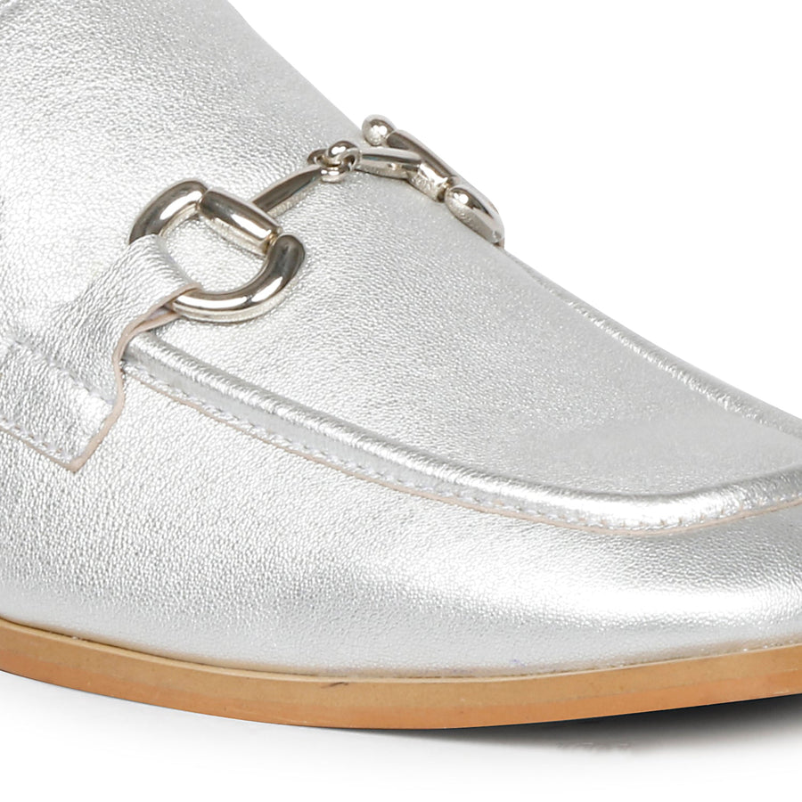 Savannah Metallic Flat Mules Silver 