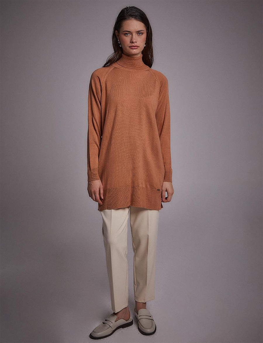 Turtleneck Knitwear Blouse Salmon