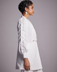 Double Suit with Embroidered Sleeves Ecru