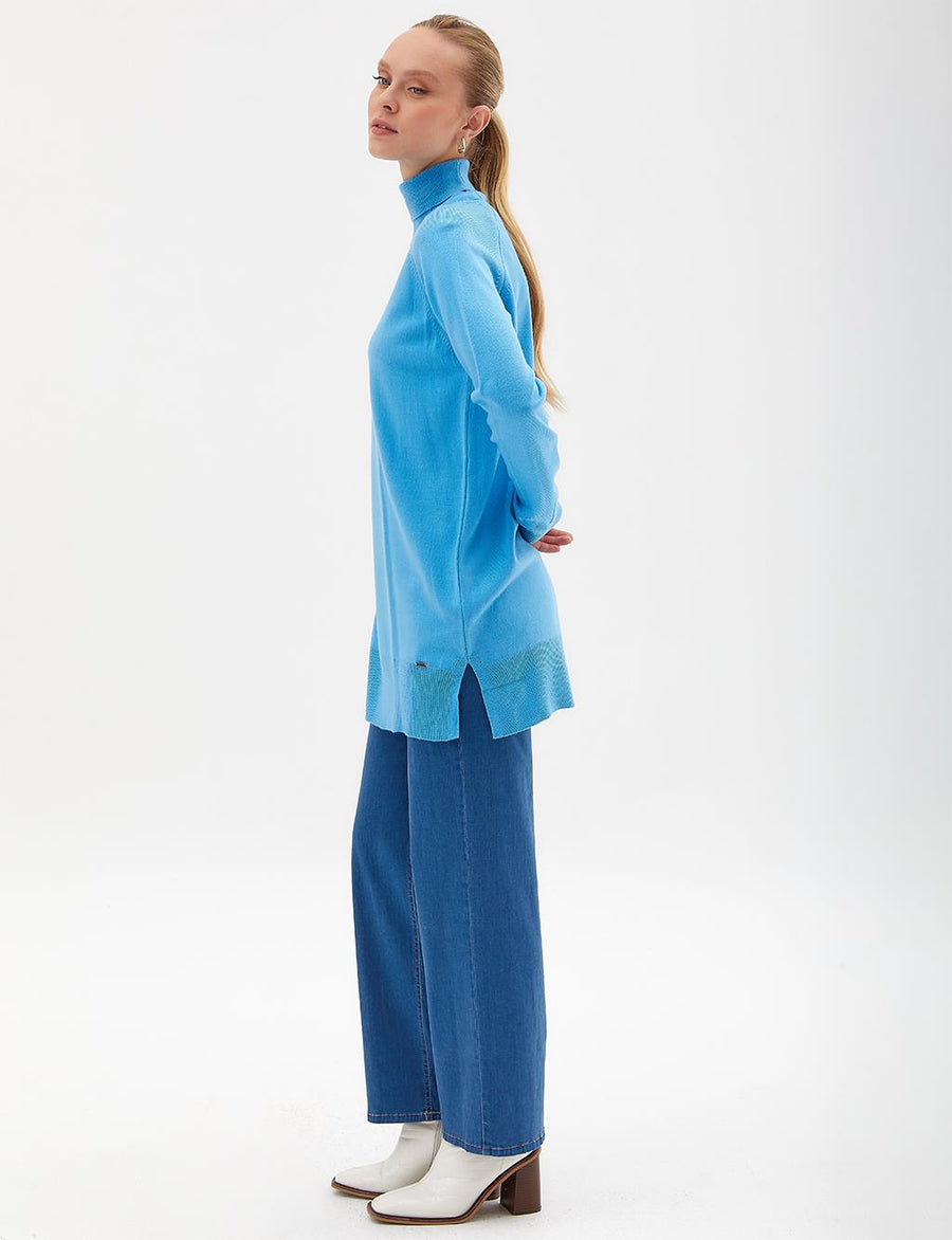 Turtleneck Knitwear Tunic Sky Blue