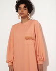 Back Pleated Peach Long Dress