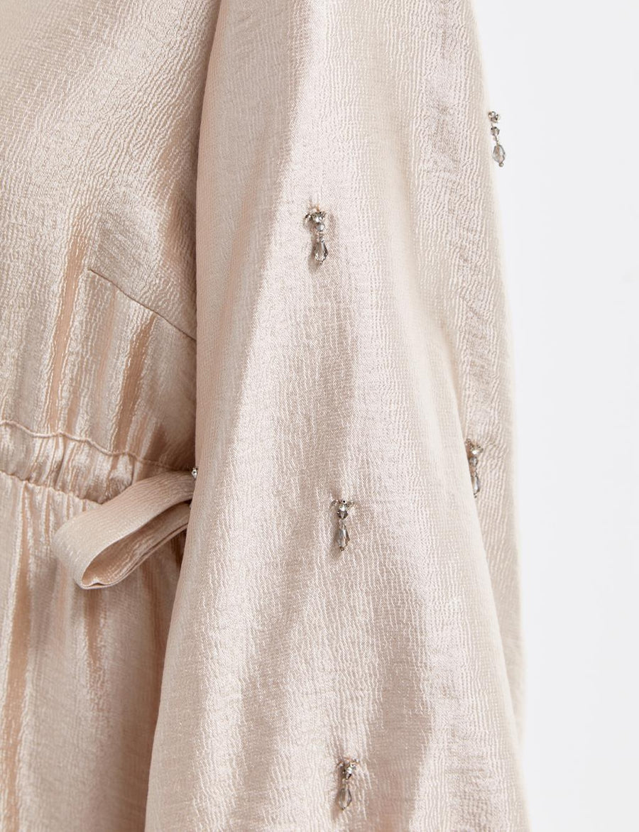 Embroidered Balloon Sleeve Dress Sand Beige Ka B Fınal Item - Porterist 6
