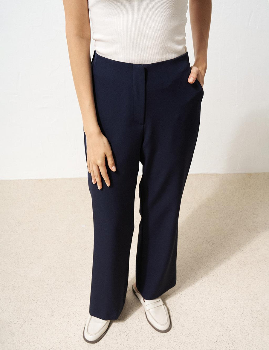 Basic Pants with Elastic Waist Navy