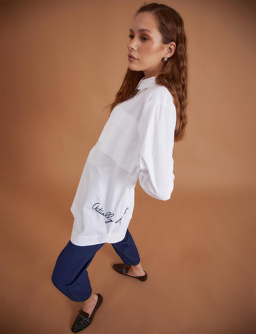 Embroidered Poplin Tunic White