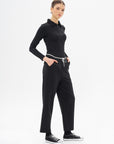 Elastic Waist Lace-up Trousers Black