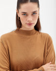 Half Turtleneck Knitwear Dress Beige