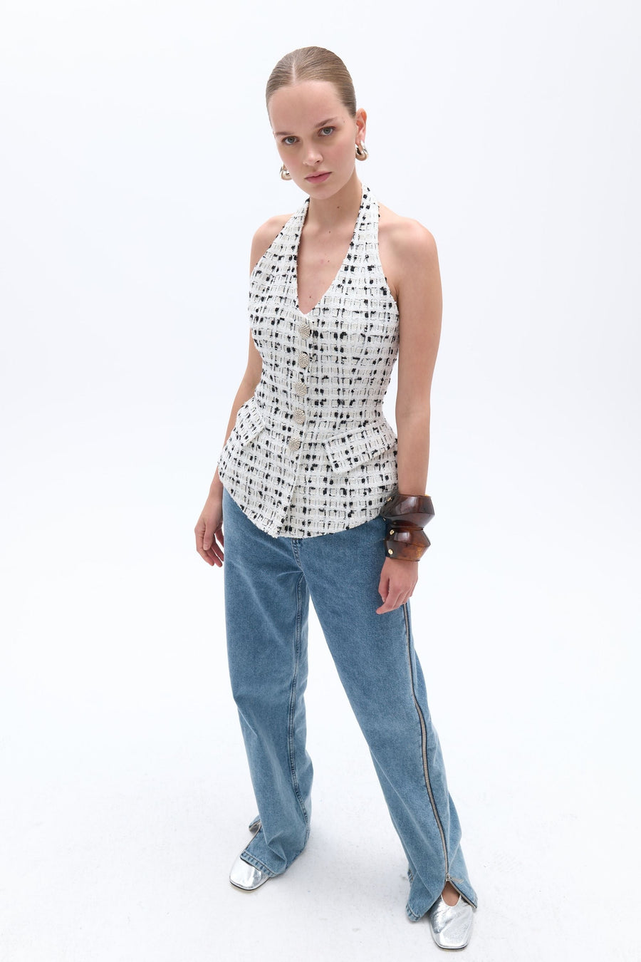 Multicolor Tweed Vest