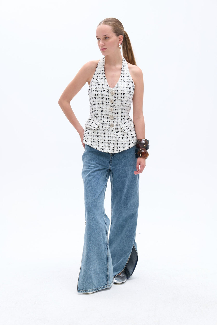 Multicolor Tweed Vest