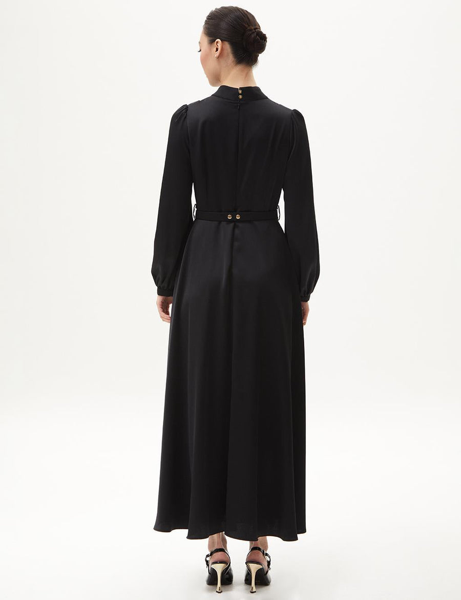 Belt Detailed Stylish Dress Black Fınal Item - Porterist 5
