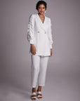 Double Suit with Embroidered Sleeves Ecru