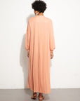 Back Pleated Peach Long Dress