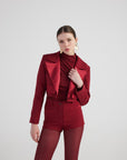 Camila Crop Blazer Jacket Burgundy