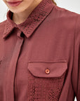 Lace Double Pocket Tunic Chestnut