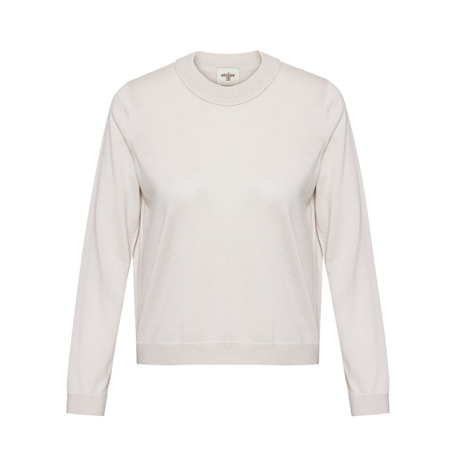 Tanya - Ecru Round Neck Sweater - Porterist 2