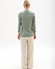 Crewneck Ribbed Knitwear Blouse Moss Green