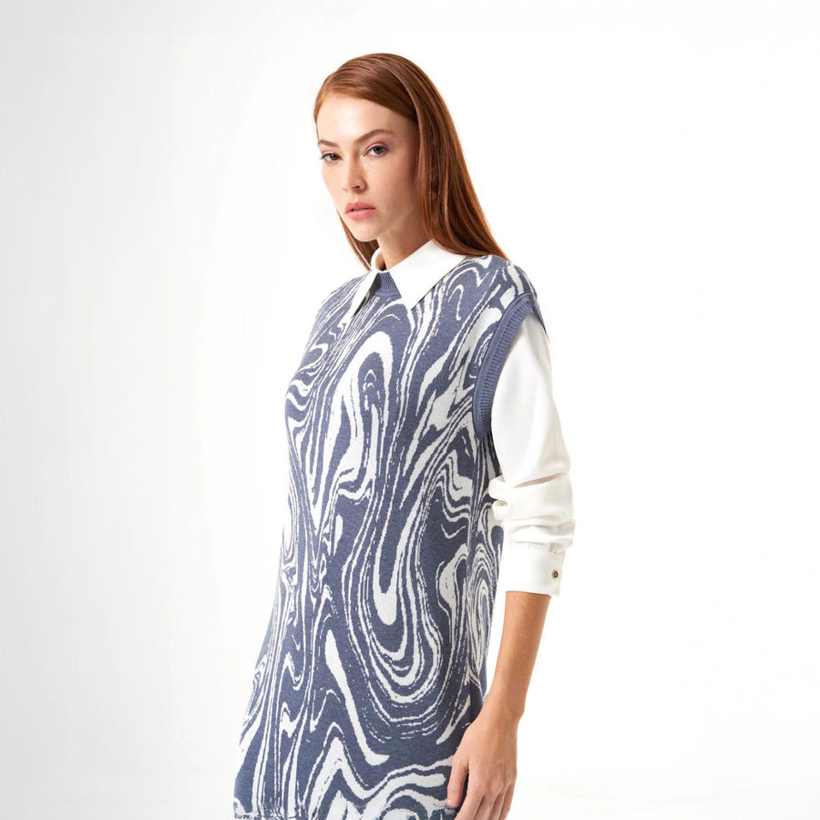 Mizalle Dress Indigo Apparel Indigo