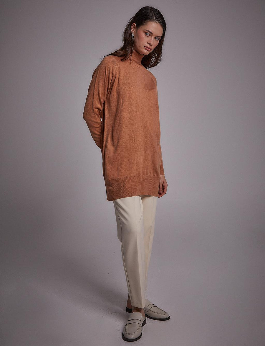 Turtleneck Knitwear Blouse Salmon