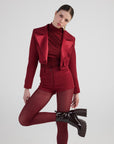 Camila Crop Blazer Jacket Burgundy