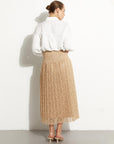 Pleated Lace Skirt Sand Beige