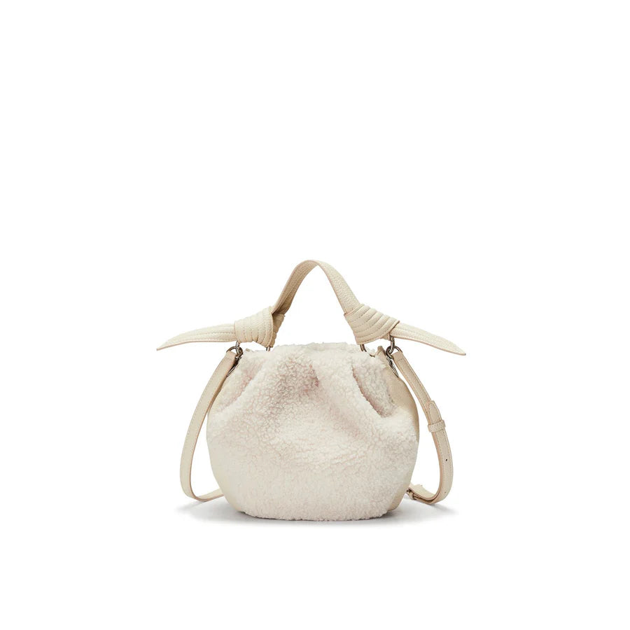 Oryany Selena Eco Fur Bucket Medium Crossbody Handbags Vanilla Cream 