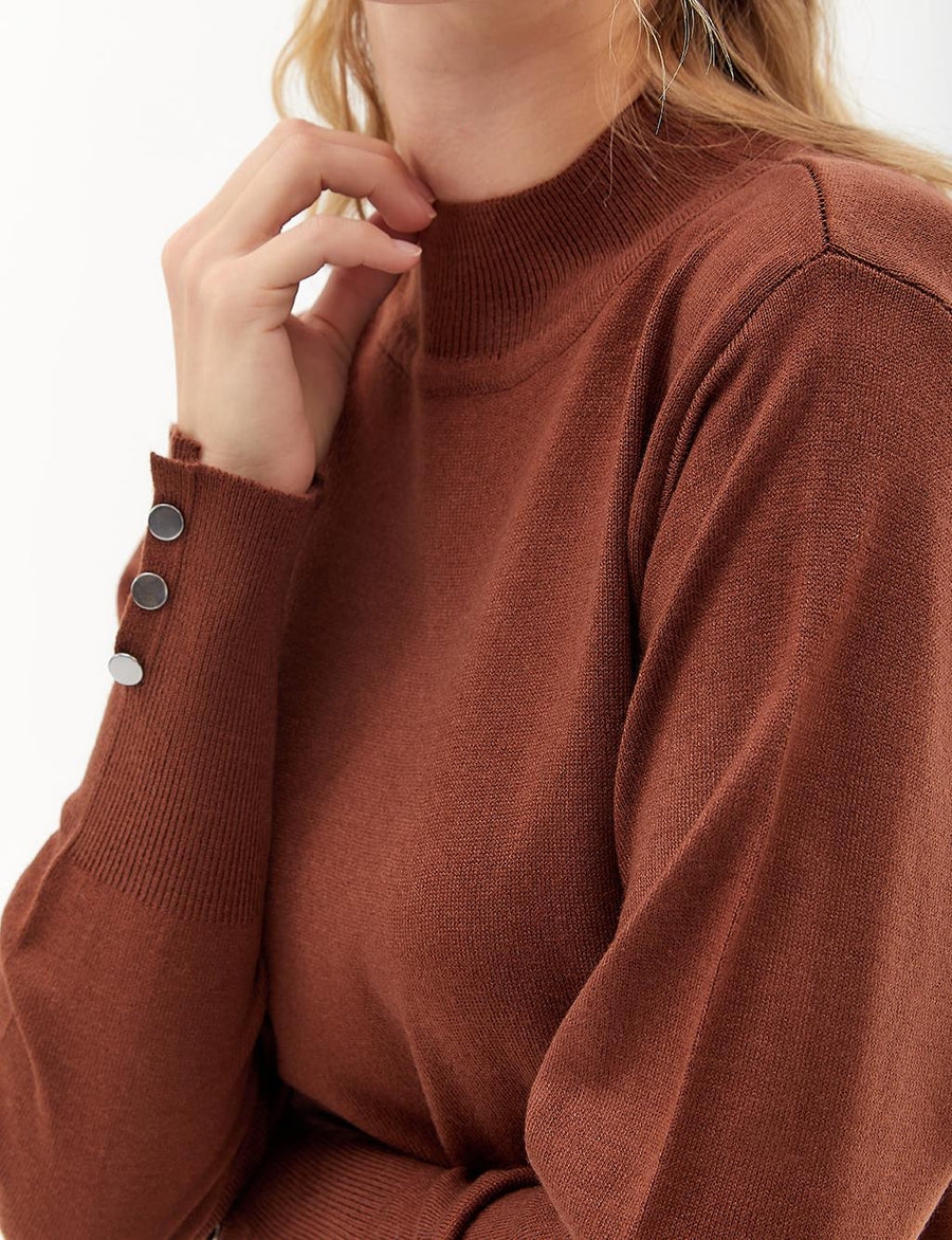 Half Turtleneck Knitwear Dress Dark Brown