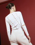 Atelier38  Peggy Openwork White Sweater with Elbow Cutout Detail  - Porterist 4