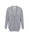 Grey 100% Wool Melange Anya Long Sleeve Cardigan | Porterist